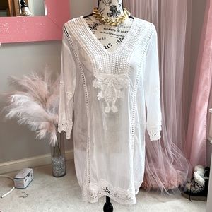 Beautiful White Linen Dress / Cover Up
